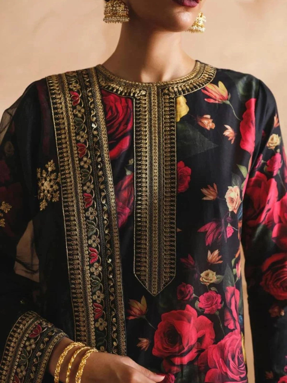 3 Piece | Black Rose | Printed Stitched