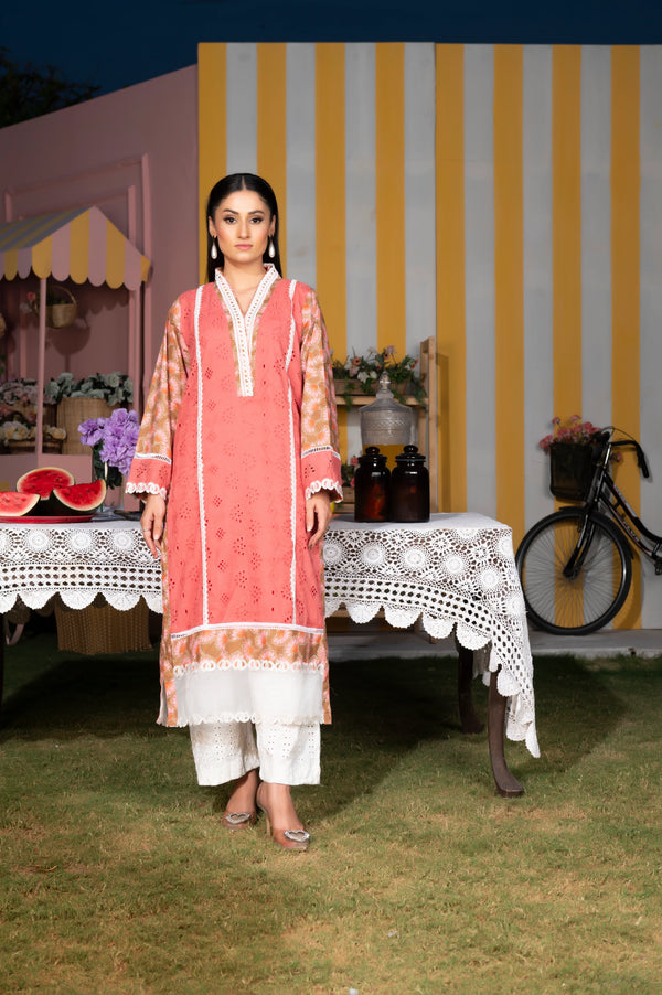 1 Piece | Salmon Pink | Chicken Kari Stitched