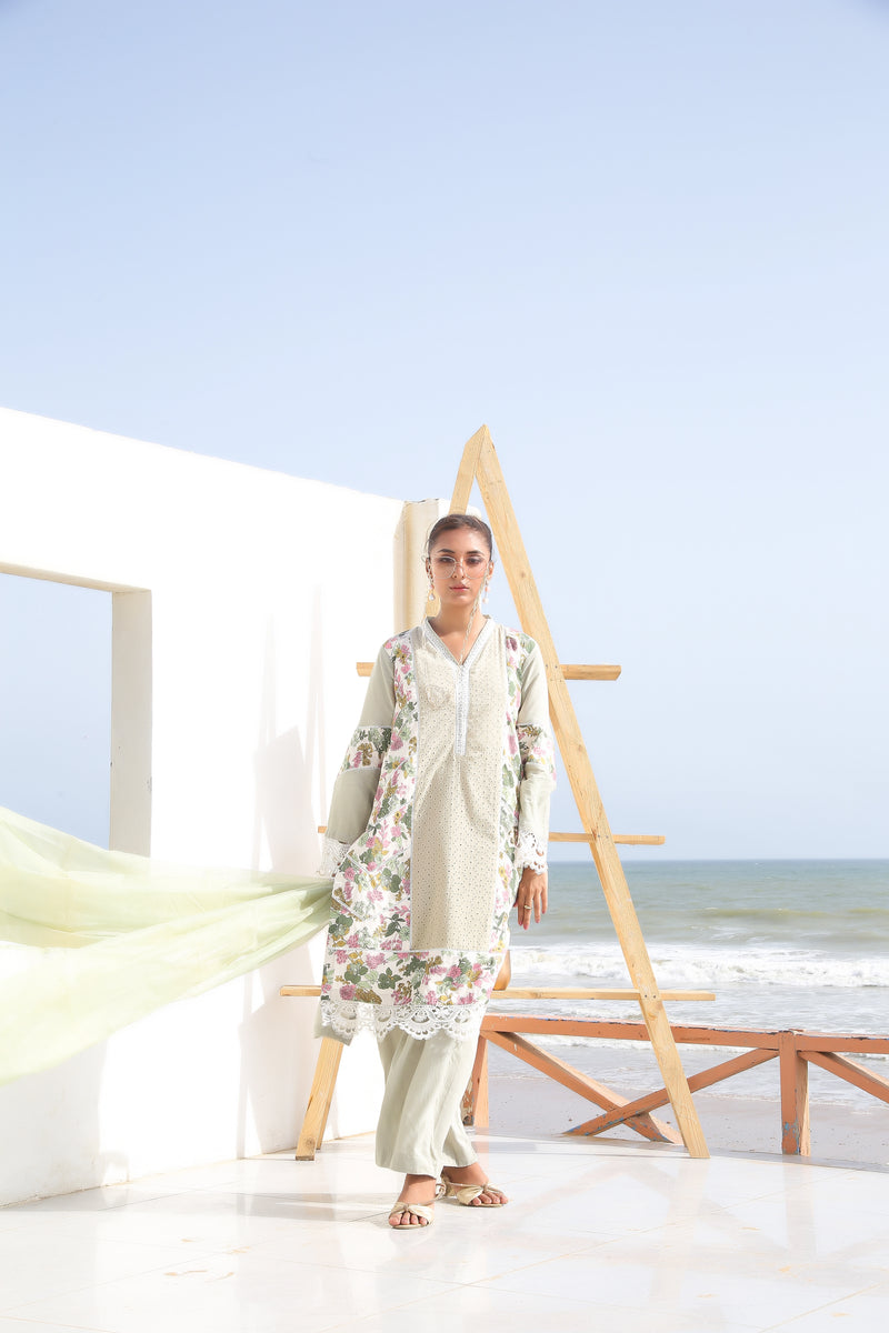 3 Piece | Fern Green | Chicken Kari Stitched