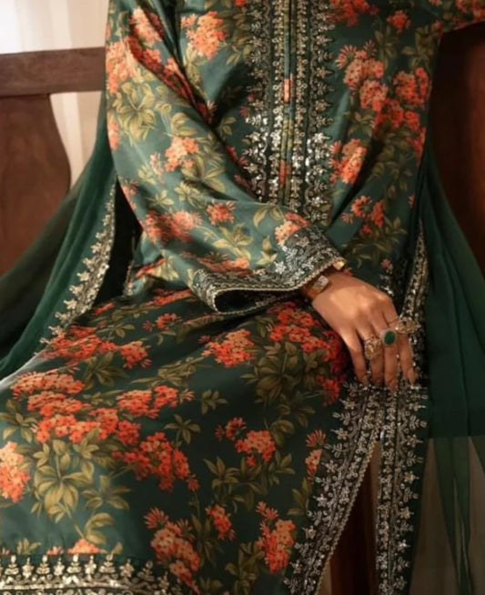 3 Piece | Bottle Green | Stitched