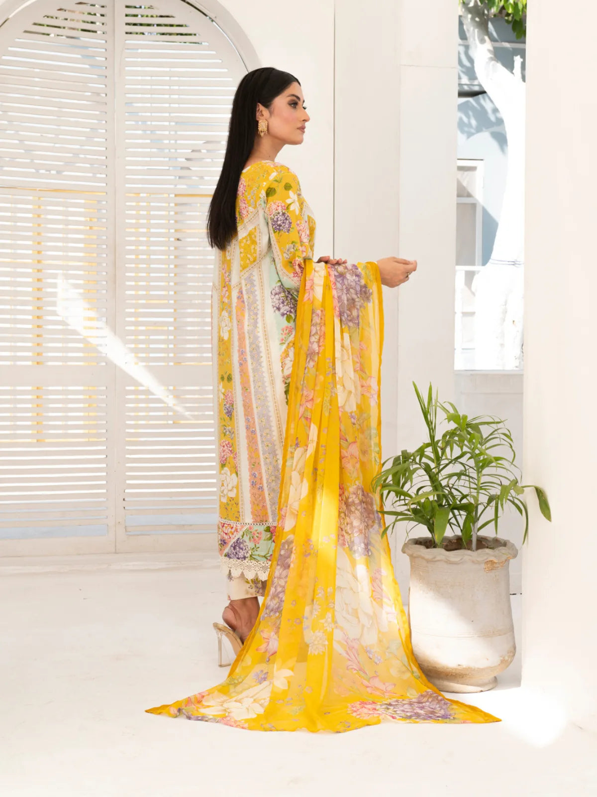 3 Piece | Lime Yellow | Embroidered Stitched