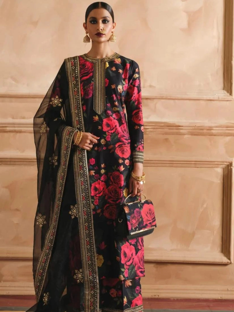 3 Piece | Black Rose | Printed Stitched