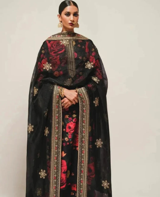 3 Piece | Black Rose | Printed Stitched