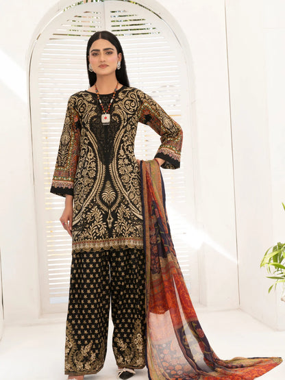 3 Piece | Black Rose |  Embroidered Stitched