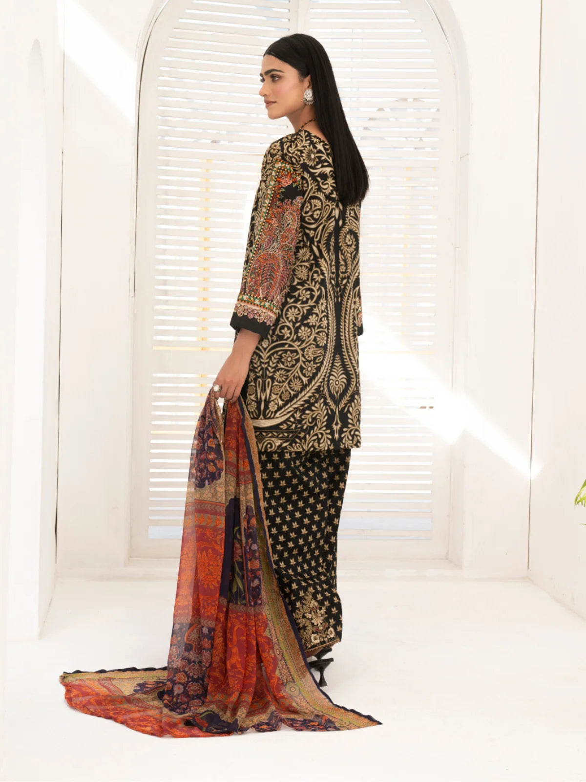 3 Piece | Black Rose |  Embroidered Stitched