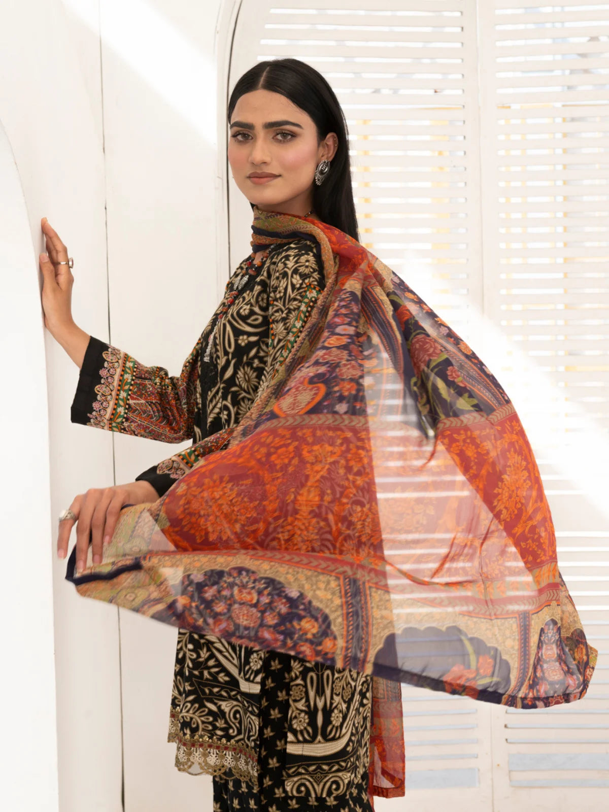 3 Piece | Black Rose |  Embroidered Stitched