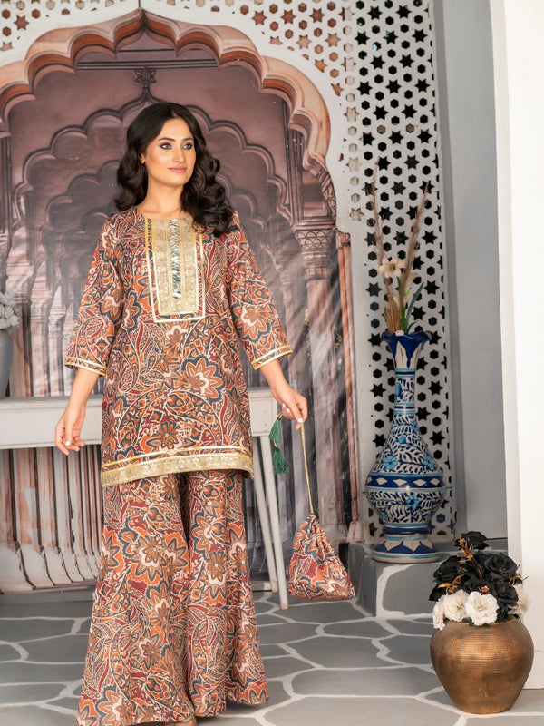 2 Piece | Mehar | Lawn Stitched Dress With Pouch