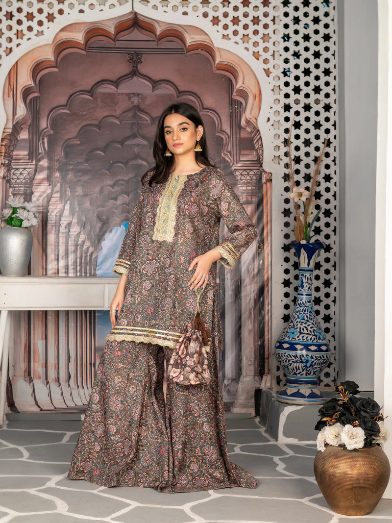 2 Piece | Noor | Lawn Stitched Dress With Pouch