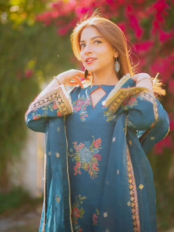 3 Piece | Teal | Embroidered Stitched