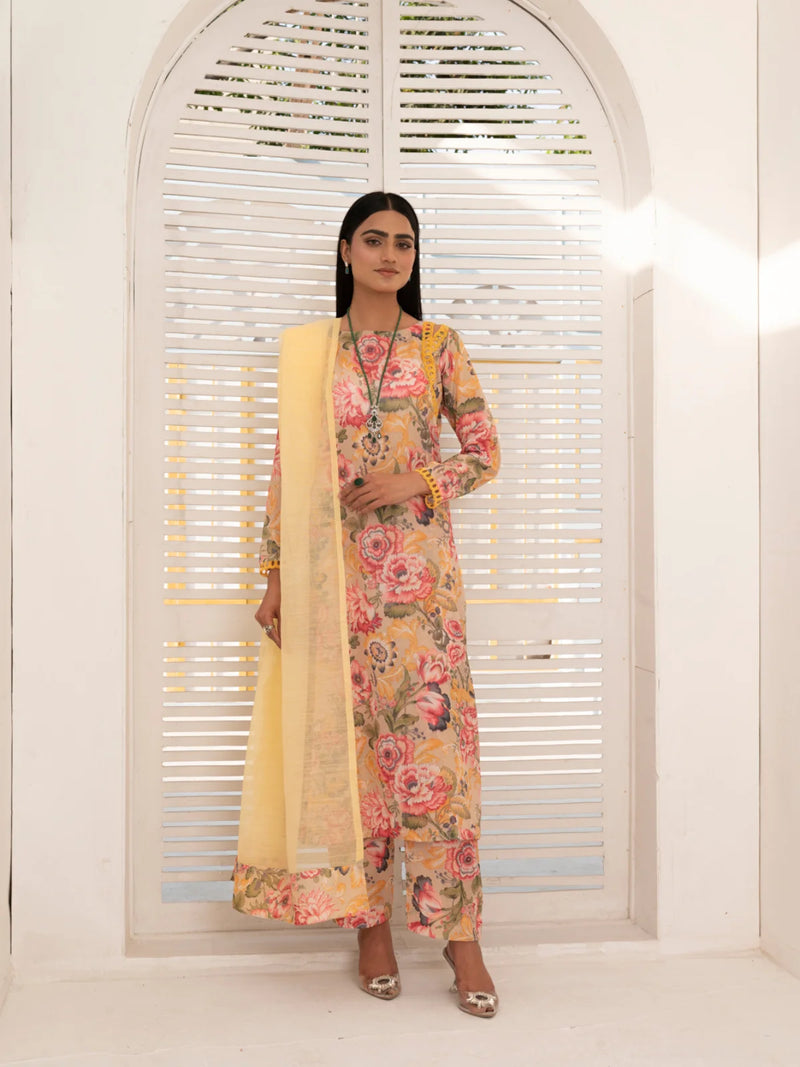 3 Piece | laurel Light Pink |  Embroidered Stitched