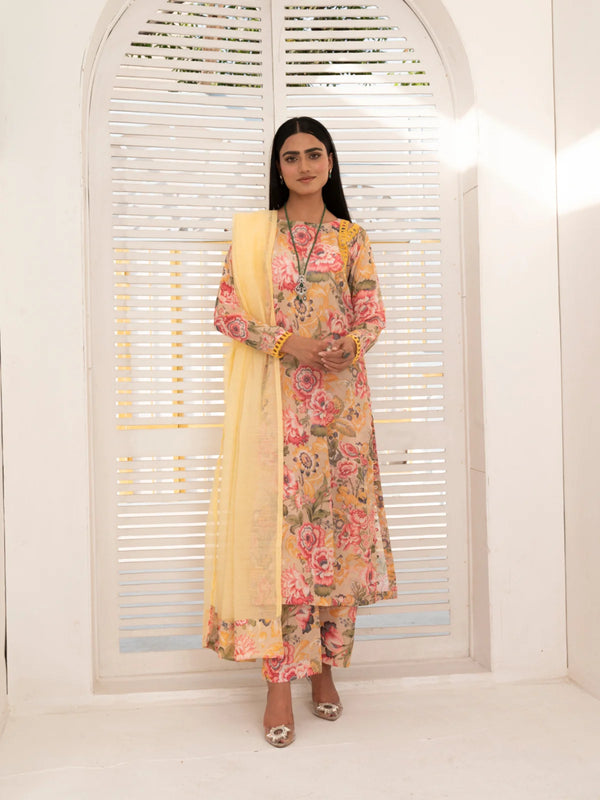 3 Piece | laurel Light Pink |  Embroidered Stitched