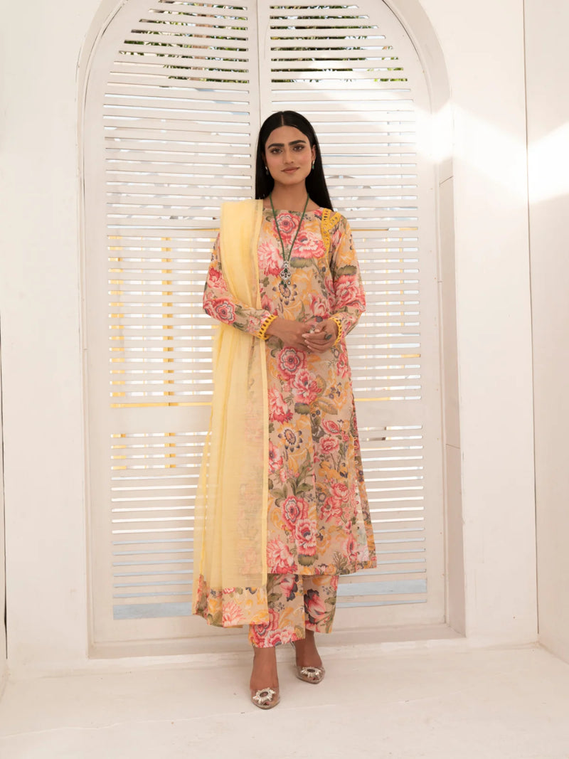 3 Piece | laurel Light Pink |  Embroidered Stitched