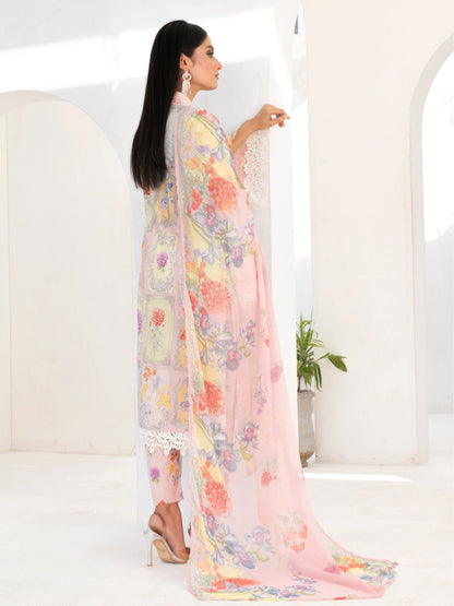 3 Piece | Powder Pink | Embroidered  Stitched