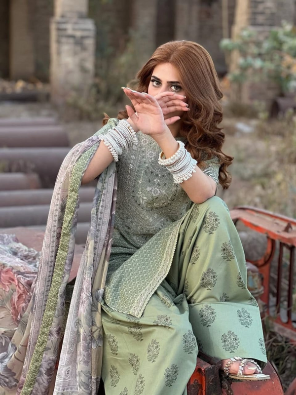 3 Piece | PISTACHIO |  Embroidered Stitched