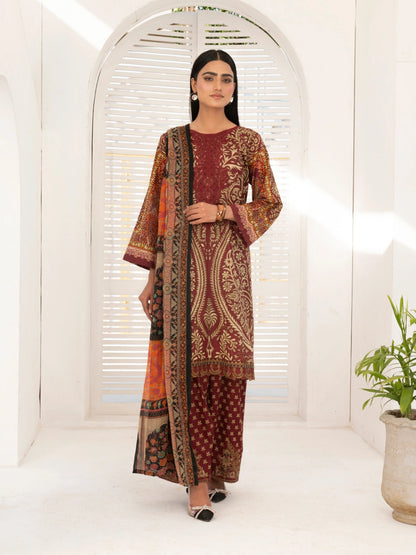 3 Piece | Maroon Breeze | Embroidered Stitched