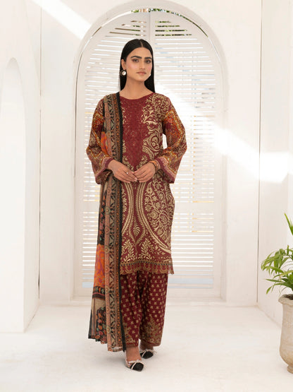 3 Piece | Maroon Breeze | Embroidered Stitched