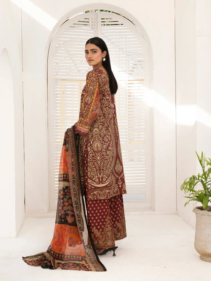 3 Piece | Maroon Breeze | Embroidered Stitched
