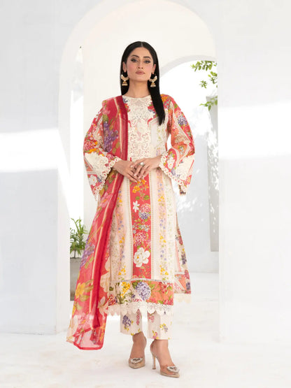 3 Piece | Peachy Vibe | Embroidered Stitched