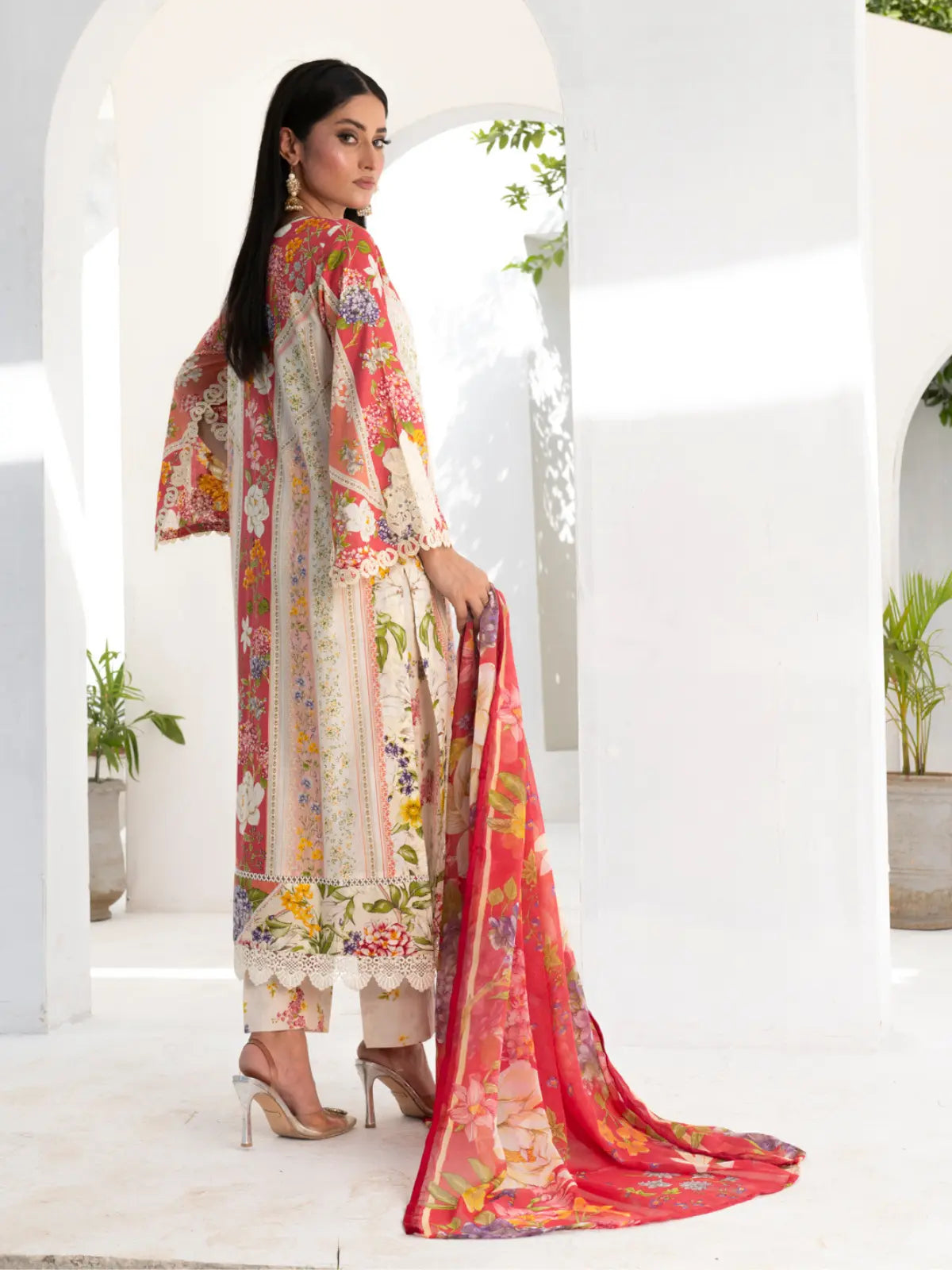 3 Piece | Peachy Vibe | Embroidered Stitched