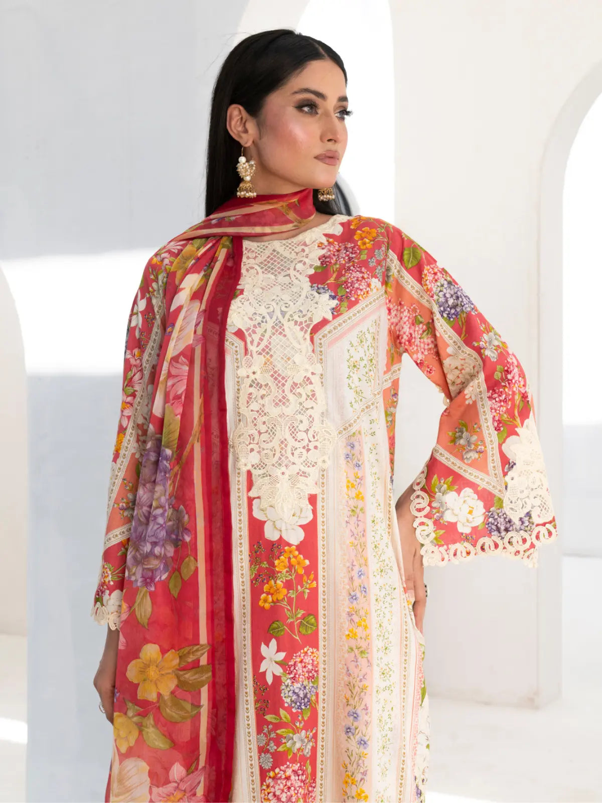 3 Piece | Peachy Vibe | Embroidered Stitched